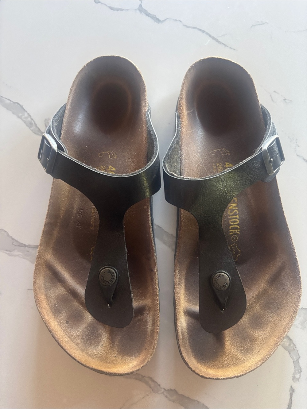 Birkenstock Black Leather Toe-Post Sandals for Women